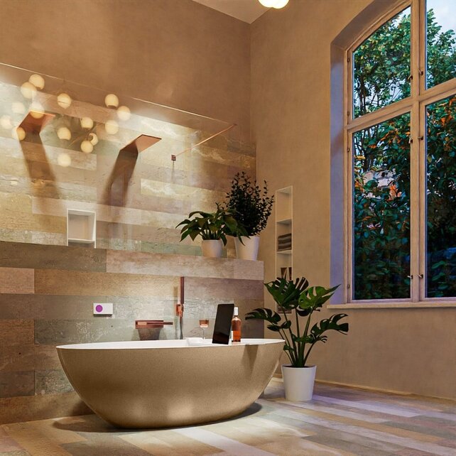 Vrijstaand bad Float Oro / Talc 170x80cm Solid Surface Vrijstaand bad Float Oro / Talc 170x80cm Solid Surface