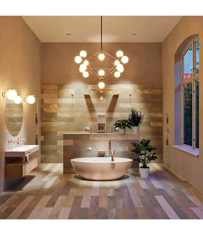 MONDIAZ Vrijstaand bad Float Rosee / Talc 170x80cm Solid Surface