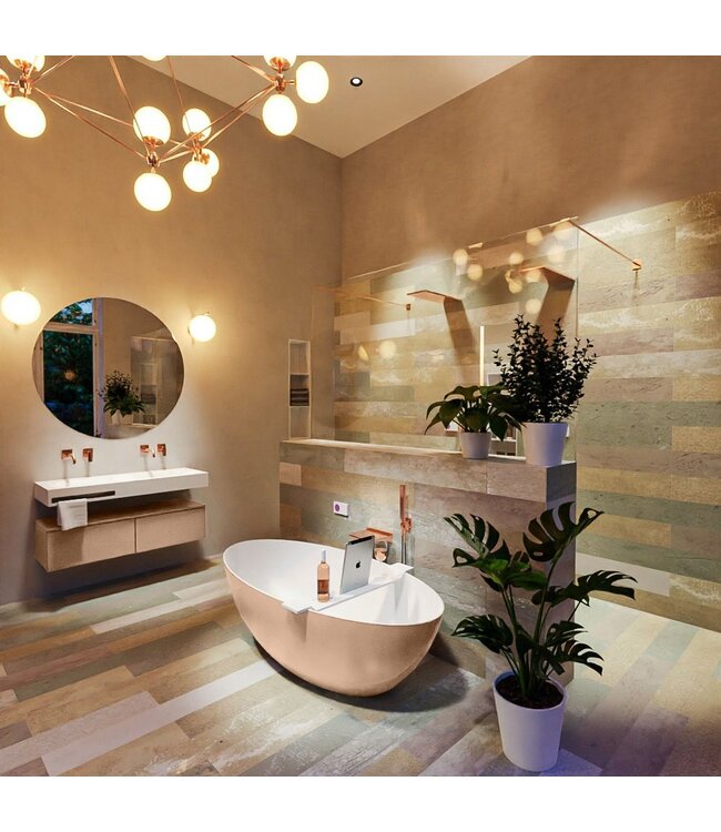 MONDIAZ Vrijstaand bad Float Rosee / Talc 170x80cm Solid Surface