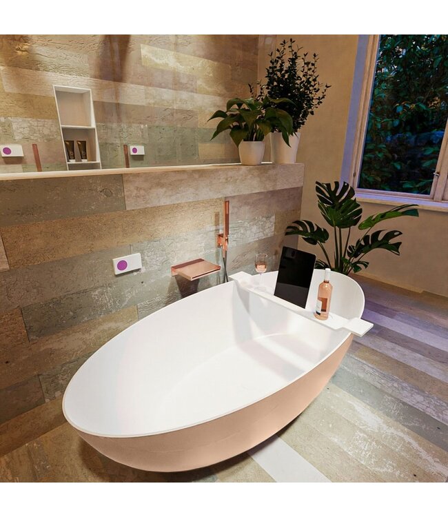 MONDIAZ Vrijstaand bad Float Rosee / Talc 170x80cm Solid Surface
