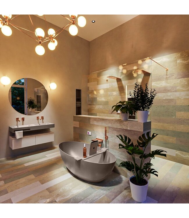 MONDIAZ Vrijstaand bad Float Smoke / Smoke 170x80cm Solid Surface