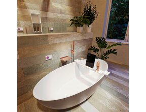 Vrijstaand bad Float Smoke / Talc 170x80cm Solid Surface