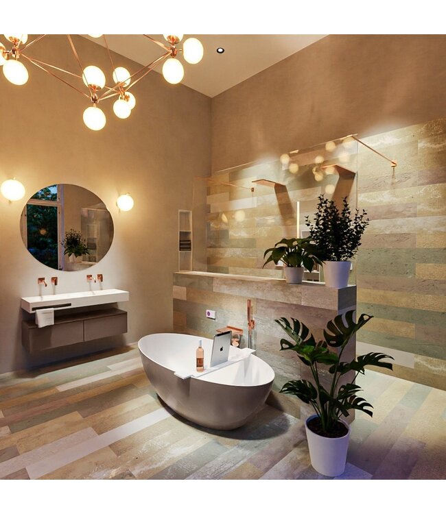 MONDIAZ Vrijstaand bad Float Smoke / Talc 170x80cm Solid Surface