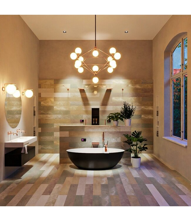 MONDIAZ Vrijstaand bad Float Zwart Urban / Talc 170x80cm Solid Surface