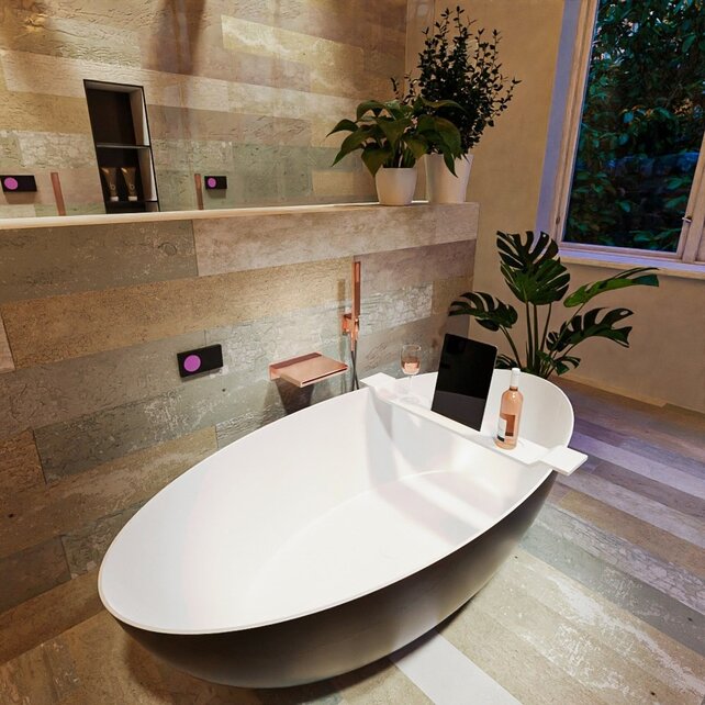 Vrijstaand bad Float Zwart Urban / Talc 170x80cm Solid Surface Vrijstaand bad Float Zwart Urban / Talc 170x80cm Solid Surface