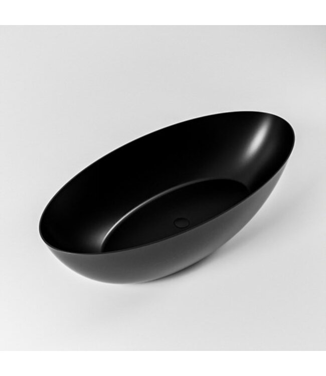 MONDIAZ Vrijstaand bad Float Zwart Urban / Talc 170x80cm Solid Surface