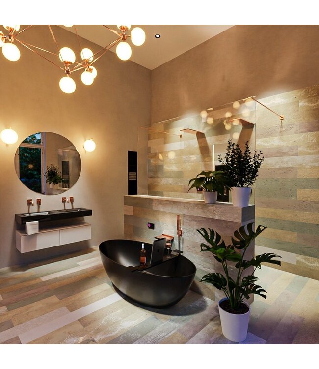MONDIAZ Vrijstaand bad Float Zwart Urban / Urban 170x80cm Solid Surface