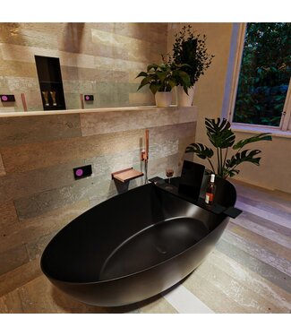MONDIAZ Vrijstaand bad Float Zwart Urban / Urban 170x80cm Solid Surface