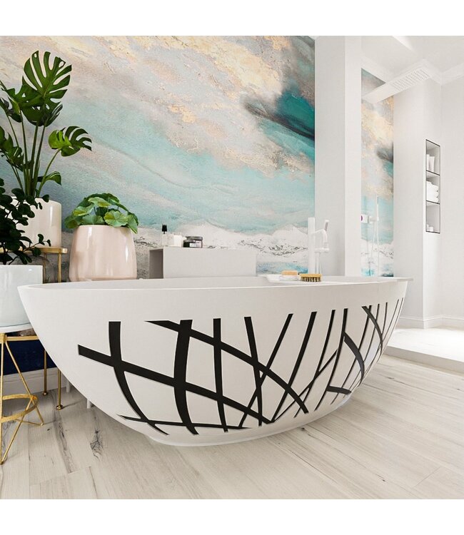 MONDIAZ Vrijstaand bad Ovaal Holm Design Urban / Talc 180x85x52cm Solid Surface