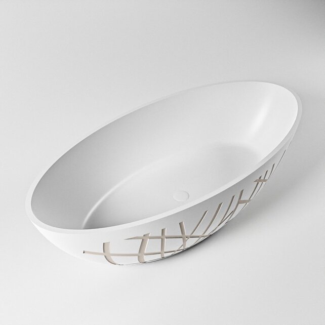 Vrijstaand bad Ovaal Holm Design Linen / Talc 180x85x52cm Solid Surface Vrijstaand bad Ovaal Holm Design Linen / Talc 180x85x52cm Solid Surface