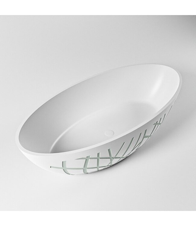 MONDIAZ Vrijstaand bad Ovaal Holm Design Greey / Talc 180x85x52cm Solid Surface