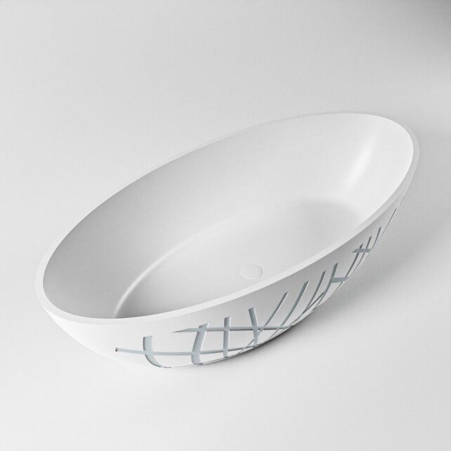 Vrijstaand bad Ovaal Holm Design Clay / Talc 180x85x52cm Solid Surface Vrijstaand bad Ovaal Holm Design Clay / Talc 180x85x52cm Solid Surface