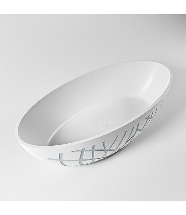 Vrijstaand bad Ovaal Holm Design Clay / Talc 180x85x52cm Solid Surface