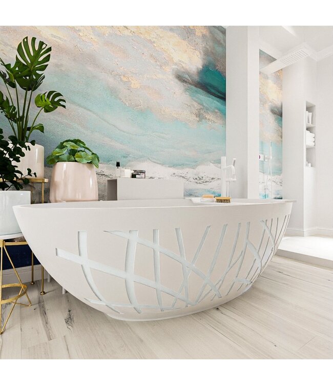 Vrijstaand bad Ovaal Holm Design Clay / Talc 180x85x52cm Solid Surface