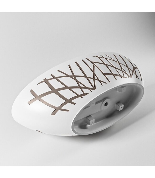 MONDIAZ Vrijstaand bad Ovaal Holm Design Smoke / Talc 180x85x52cm Solid Surface