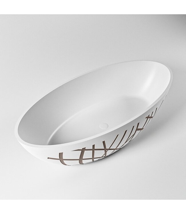 MONDIAZ Vrijstaand bad Ovaal Holm Design Smoke / Talc 180x85x52cm Solid Surface