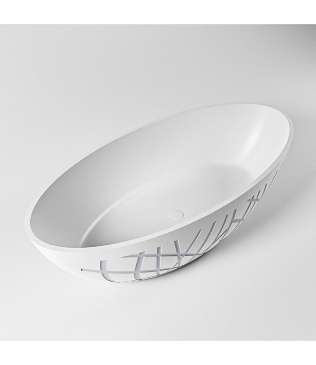 MONDIAZ Vrijstaand bad Ovaal Holm Design Cale  / Talc 180x85x52cm Solid Surface