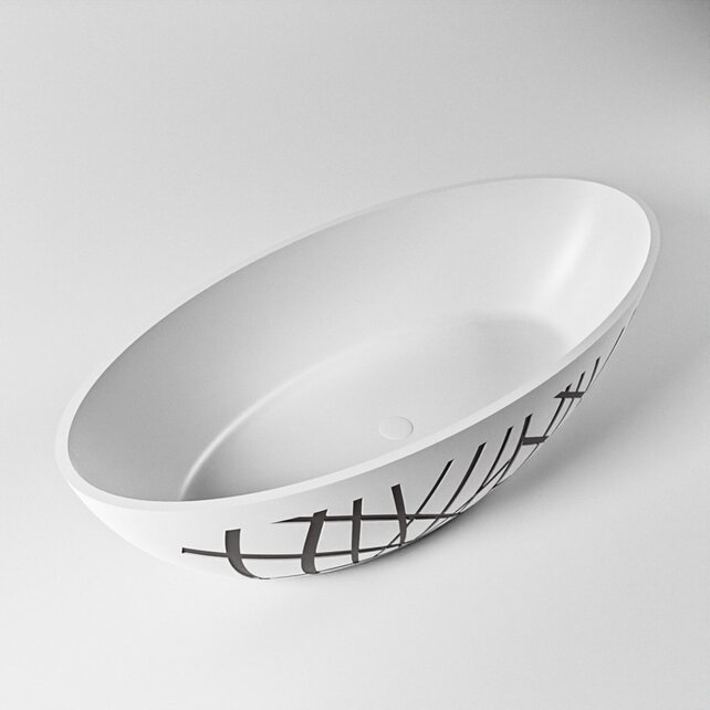 Vrijstaand bad Ovaal Holm Design Dark Grey / Talc 180x85x52cm Solid Surface Vrijstaand bad Ovaal Holm Design Dark Grey / Talc 180x85x52cm Solid Surface