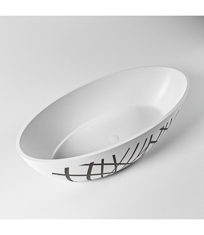 MONDIAZ Vrijstaand bad Ovaal Holm Design Dark Grey / Talc 180x85x52cm Solid Surface