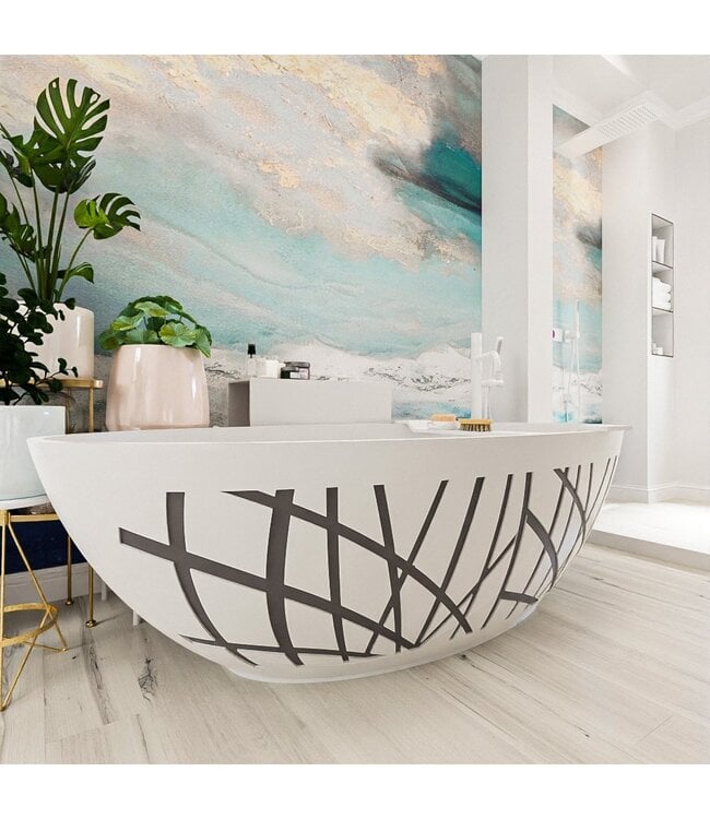 Vrijstaand bad Ovaal Holm Design Dark Grey / Talc 180x85x52cm Solid Surface
