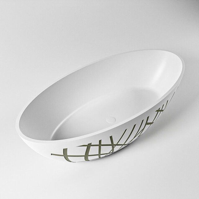 Vrijstaand bad Ovaal Holm Design Army / Talc 180x85x52cm Solid Surface Vrijstaand bad Ovaal Holm Design Army / Talc 180x85x52cm Solid Surface