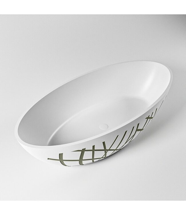 MONDIAZ Vrijstaand bad Ovaal Holm Design Army / Talc 180x85x52cm Solid Surface