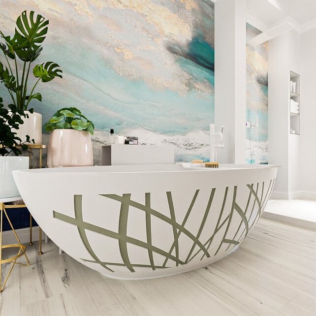 Vrijstaand bad Ovaal Holm Design Army / Talc 180x85x52cm Solid Surface Vrijstaand bad Ovaal Holm Design Army / Talc 180x85x52cm Solid Surface