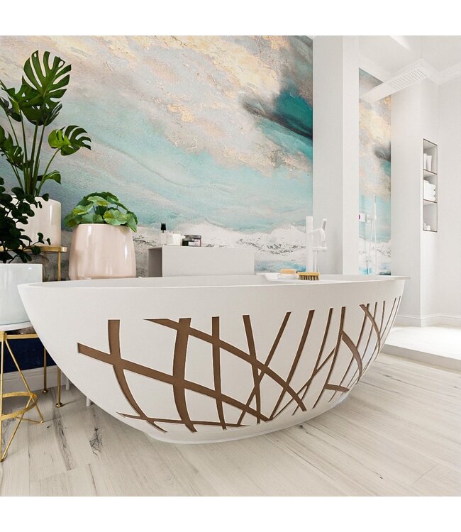 MONDIAZ Vrijstaand bad Ovaal Holm Design Rust / Talc 180x85x52cm Solid Surface