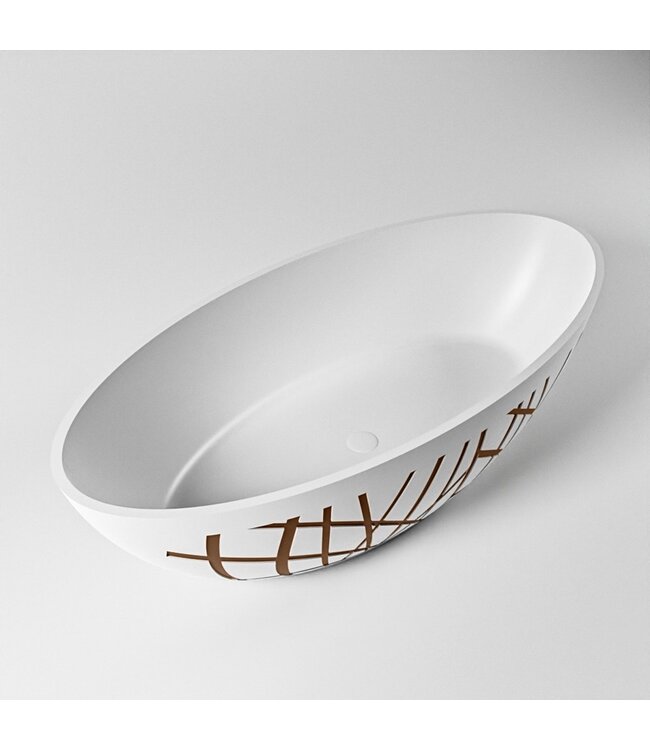 MONDIAZ Vrijstaand bad Ovaal Holm Design Rust / Talc 180x85x52cm Solid Surface