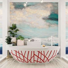 Vrijstaand bad Ovaal Holm Design Fire / Talc 180x85x52cm Solid Surface