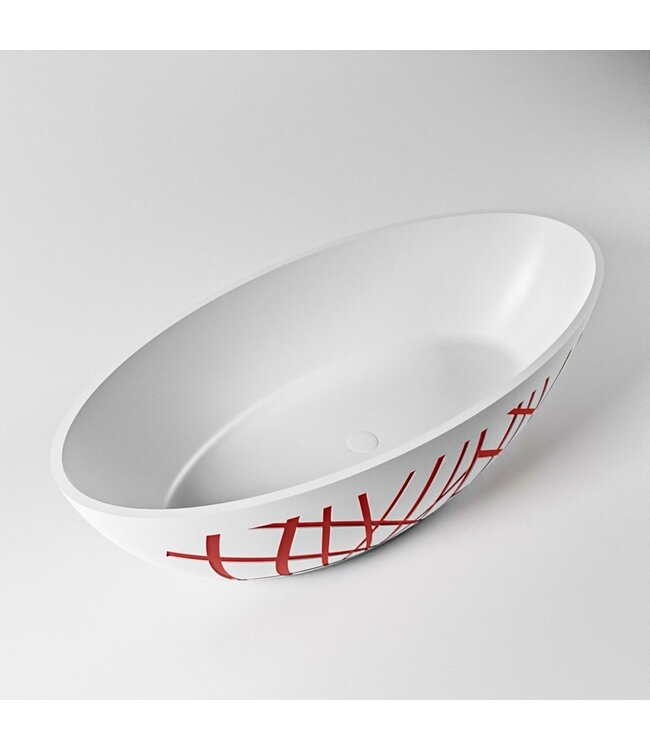 Vrijstaand bad Ovaal Holm Design Fire / Talc 180x85x52cm Solid Surface