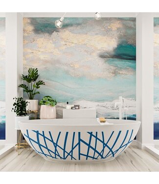 MONDIAZ Vrijstaand bad Ovaal Holm Design Jeans / Talc 180x85x52cm Solid Surface