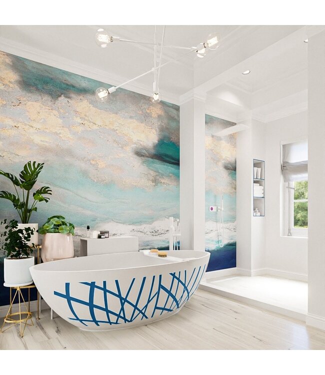 MONDIAZ Vrijstaand bad Ovaal Holm Design Jeans / Talc 180x85x52cm Solid Surface