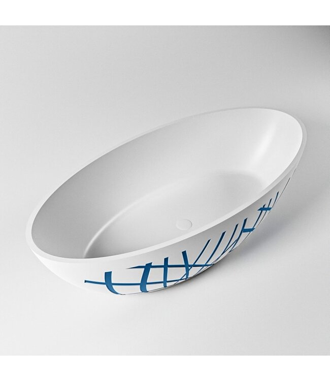 MONDIAZ Vrijstaand bad Ovaal Holm Design Jeans / Talc 180x85x52cm Solid Surface