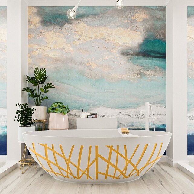 Vrijstaand bad Ovaal Holm Design Ocher / Talc 180x85x52cm Solid Surface Vrijstaand bad Ovaal Holm Design Ocher / Talc 180x85x52cm Solid Surface