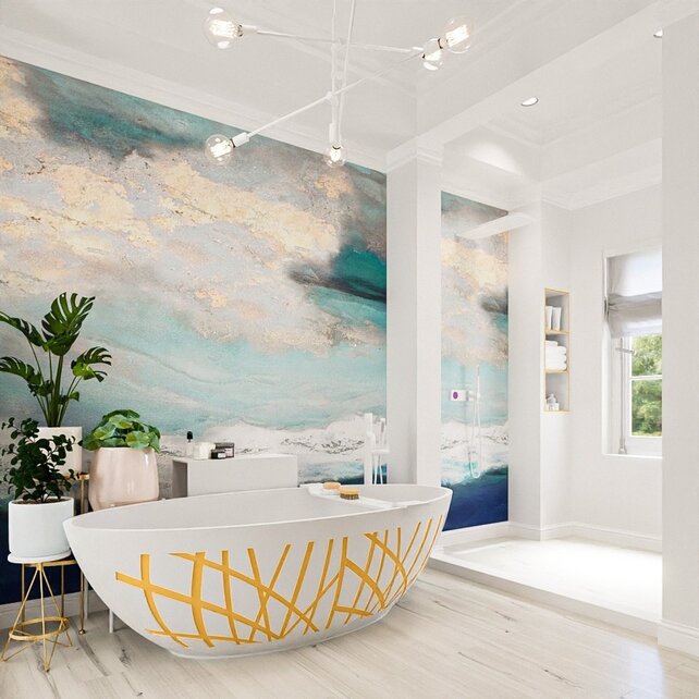 Vrijstaand bad Ovaal Holm Design Ocher / Talc 180x85x52cm Solid Surface Vrijstaand bad Ovaal Holm Design Ocher / Talc 180x85x52cm Solid Surface