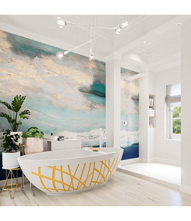 MONDIAZ Vrijstaand bad Ovaal Holm Design Ocher / Talc 180x85x52cm Solid Surface