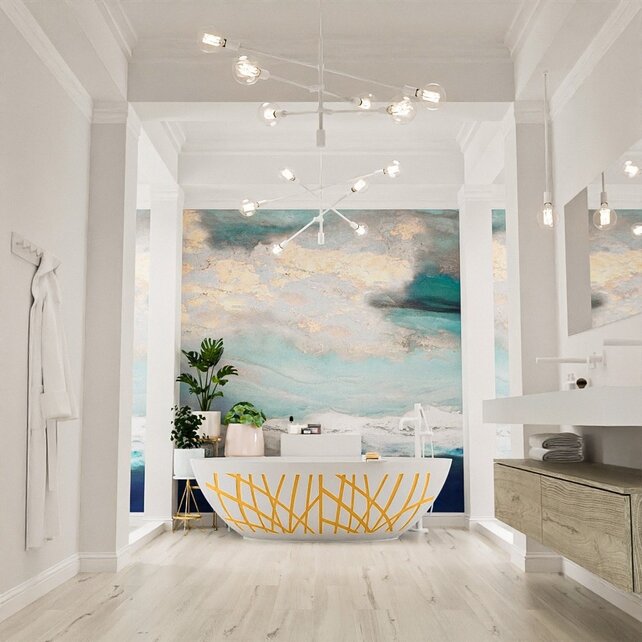 Vrijstaand bad Ovaal Holm Design Ocher / Talc 180x85x52cm Solid Surface Vrijstaand bad Ovaal Holm Design Ocher / Talc 180x85x52cm Solid Surface