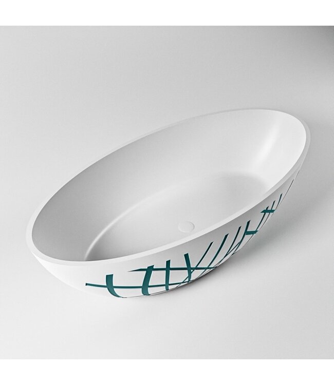 MONDIAZ Vrijstaand bad Ovaal Holm Design Smag / Talc 180x85x52cm Solid Surface