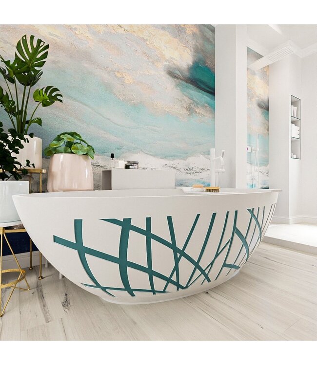 MONDIAZ Vrijstaand bad Ovaal Holm Design Smag / Talc 180x85x52cm Solid Surface