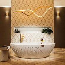 Vrijstaand bad Ovaal Holm Design Talc / Talc 180x85x52cm Solid Surface