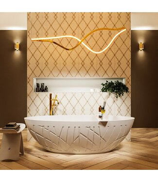 MONDIAZ Vrijstaand bad Ovaal Holm Design Talc / Talc 180x85x52cm Solid Surface