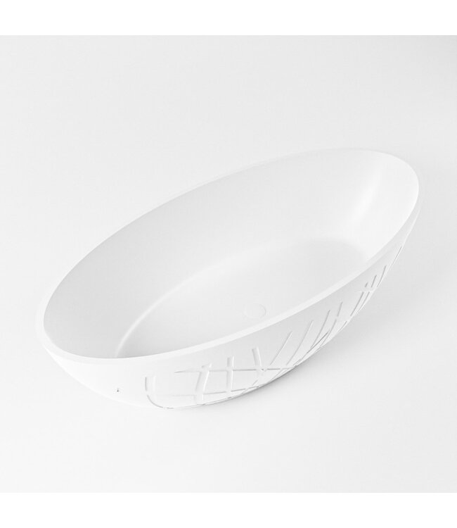 MONDIAZ Vrijstaand bad Ovaal Holm Design Talc / Talc 180x85x52cm Solid Surface