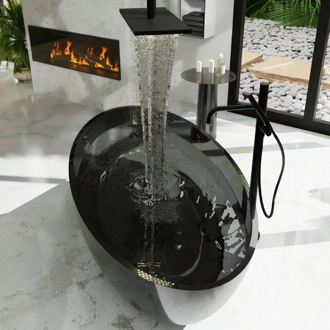 Vrijstaand bad Mondiaz Cristal Black 180x85cm - Resin materiaal Vrijstaand bad Mondiaz Cristal Black 180x85cm - Resin materiaal