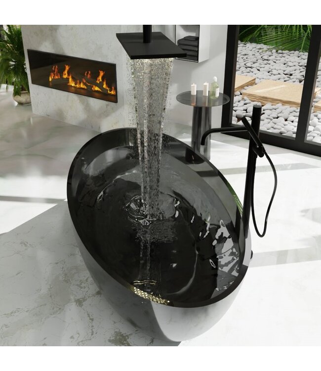 MONDIAZ Vrijstaand bad Mondiaz Cristal Black 180x85cm - Resin materiaal