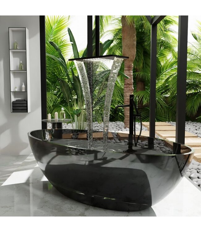 MONDIAZ Vrijstaand bad Mondiaz Cristal Black 180x85cm - Resin materiaal