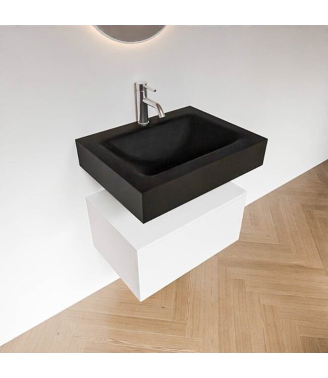 Badkamermeubel Alan Talc 60cm Onderkast met wastafel Vrijhangend