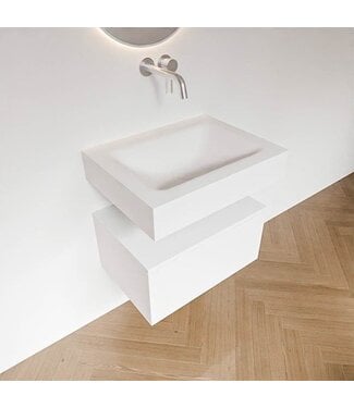 MONDIAZ Badkamermeubel Alan Talc 60cm Onderkast met wastafel Vrijhangend