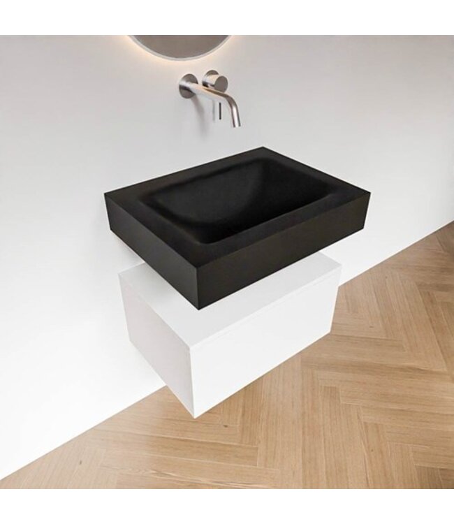 Badkamermeubel Alan Talc 60cm Onderkast met wastafel Vrijhangend