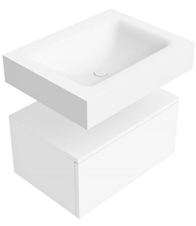 Badkamermeubel Alan Talc 60cm Onderkast met wastafel Vrijhangend